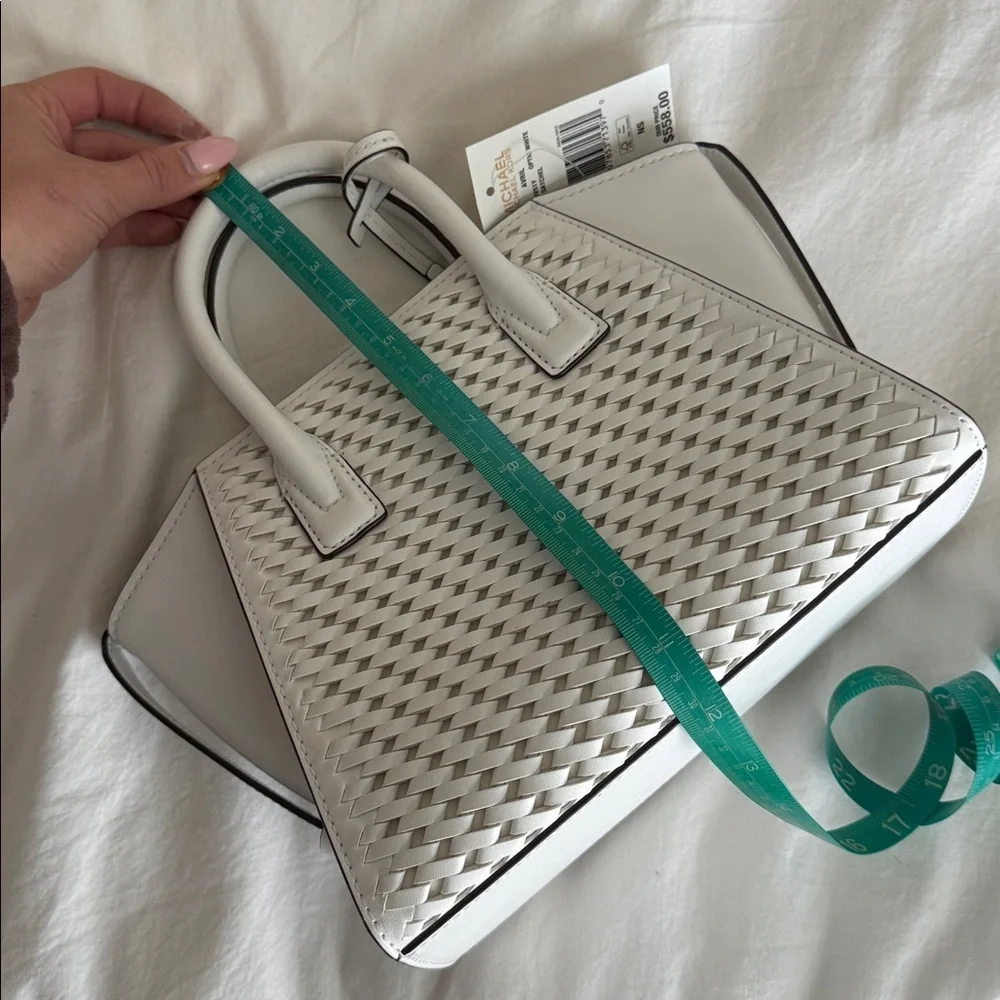 Michael Kors White Woven Satchel